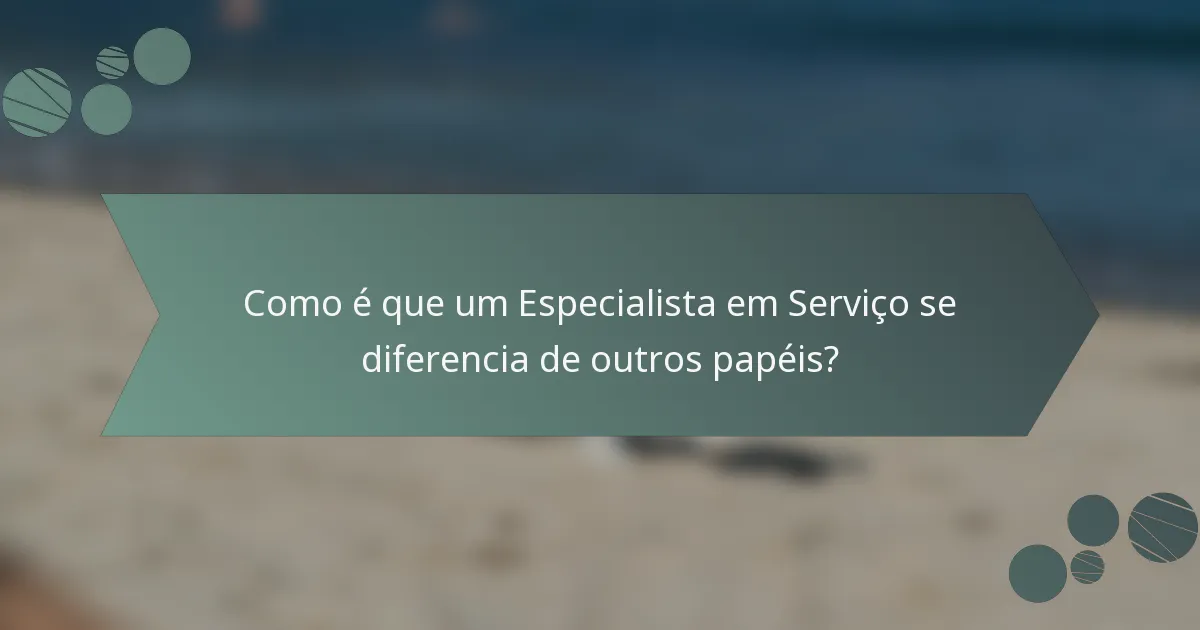 Como é que um Especialista em Serviço se diferencia de outros papéis?