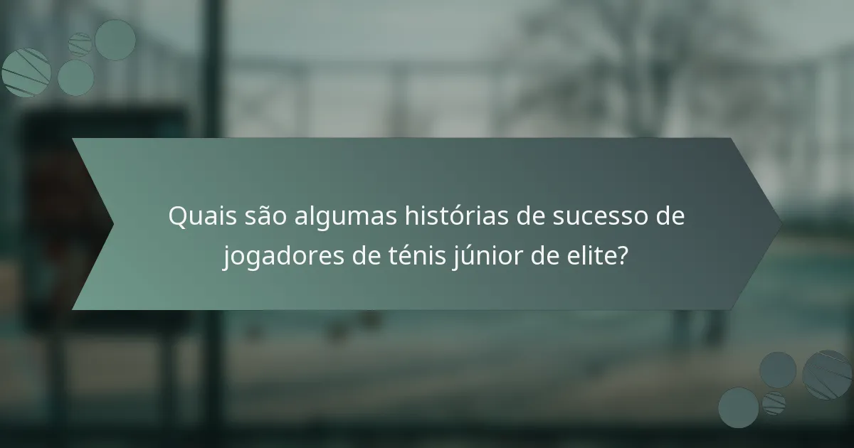 Quais são algumas histórias de sucesso de jogadores de ténis júnior de elite?